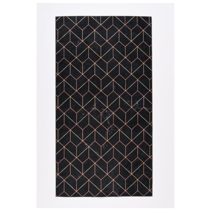 NAZAR Tapis Stampa Moderne2207 - 80 x 150 cm - Noir et motif dégradé