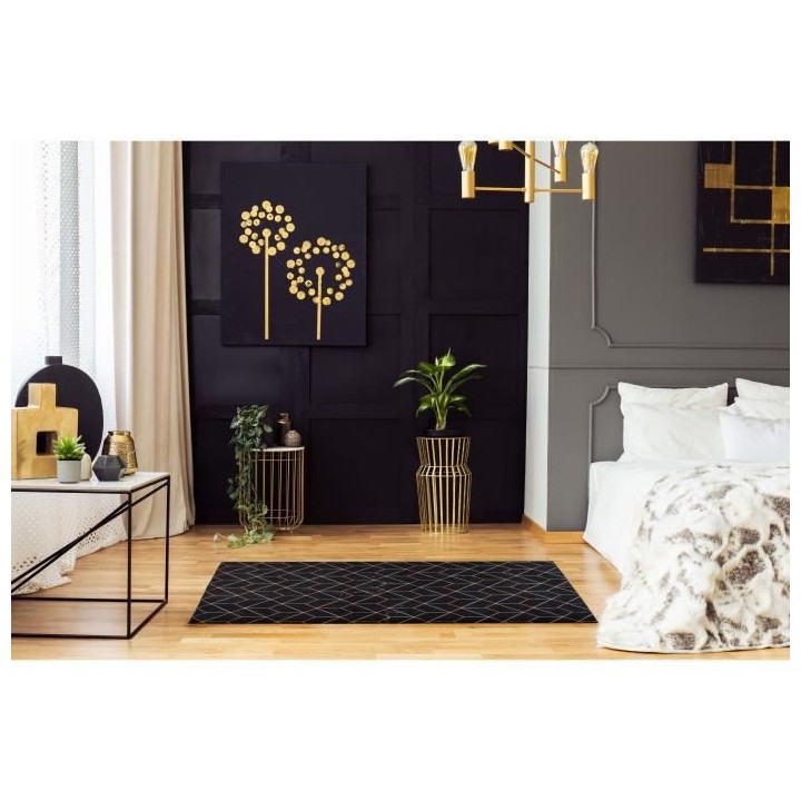 NAZAR Tapis Stampa Moderne2207 - 80 x 150 cm - Noir et motif dégradé