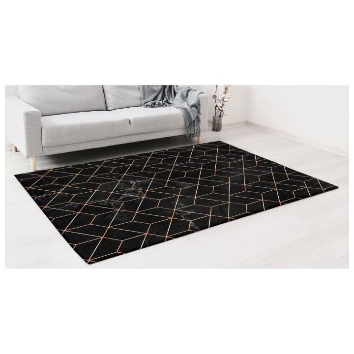 NAZAR Tapis Stampa Moderne2207 - 80 x 150 cm - Noir et motif dégradé