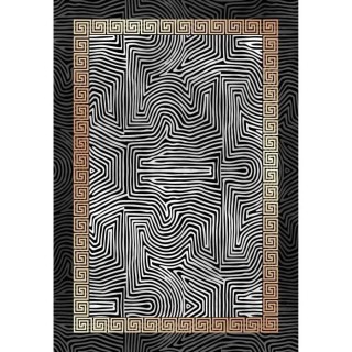 NAZAR Tapis Stampa Moderne 2208 - 120 x 160 cm - Noir,blanc et motif d