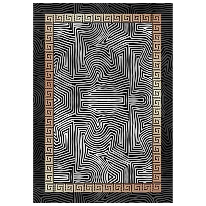 NAZAR Tapis Stampa Moderne 2208 - 120 x 160 cm - Noir,blanc et motif d
