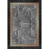 NAZAR Tapis Stampa Moderne 2208 - 120 x 160 cm - Noir,blanc et motif dégradé orange/jaune - Lavable en machine