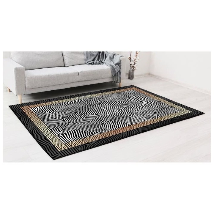 NAZAR Tapis Stampa Moderne 2208 - 120 x 160 cm - Noir,blanc et motif d