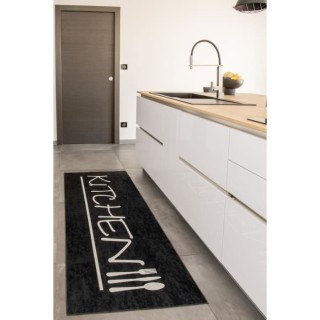 Tapis Moderne - STAMPA 8170 Kitchen - Noir - 100% polyester - 80x150 c