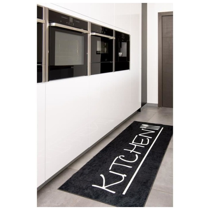 Tapis Moderne - STAMPA 8170 Kitchen - Noir - 100% polyester - 80x150 c
