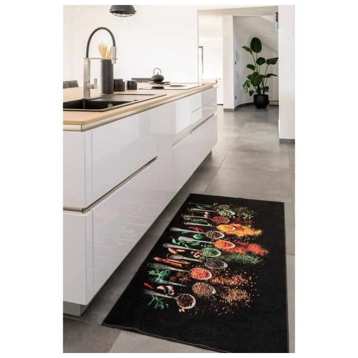 Tapis Moderne - STAMPA 8171 Epices - Noir - 100% polyester - 80x150 cm
