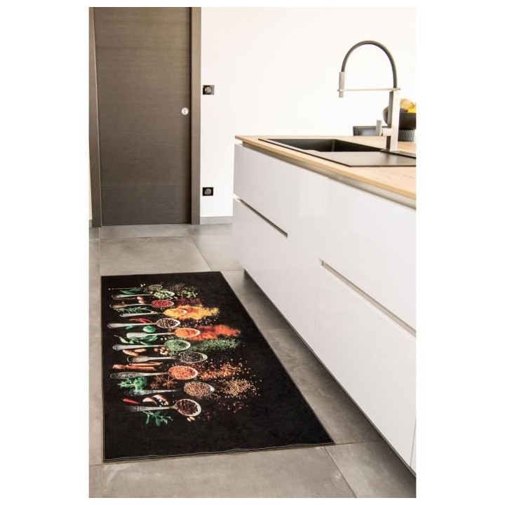 Tapis Moderne - STAMPA 8171 Epices - Noir - 100% polyester - 80x150 cm