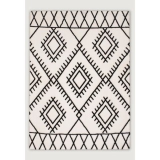 Tapis shaggy a motif berbere 120x160 cm - Blanc et noir - LOFT - Lavab