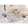 Tapis shaggy a motif berbere Loft - Blanc et noir - 140x200 cm - Lavable en machine - Intérieur