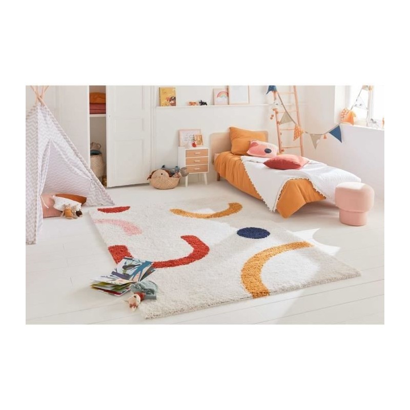 Tapis poils longs - Motif Géométrique - Multicolore - 100% polypropylene - 120 x 160 cm - Intérieur - NAZAR