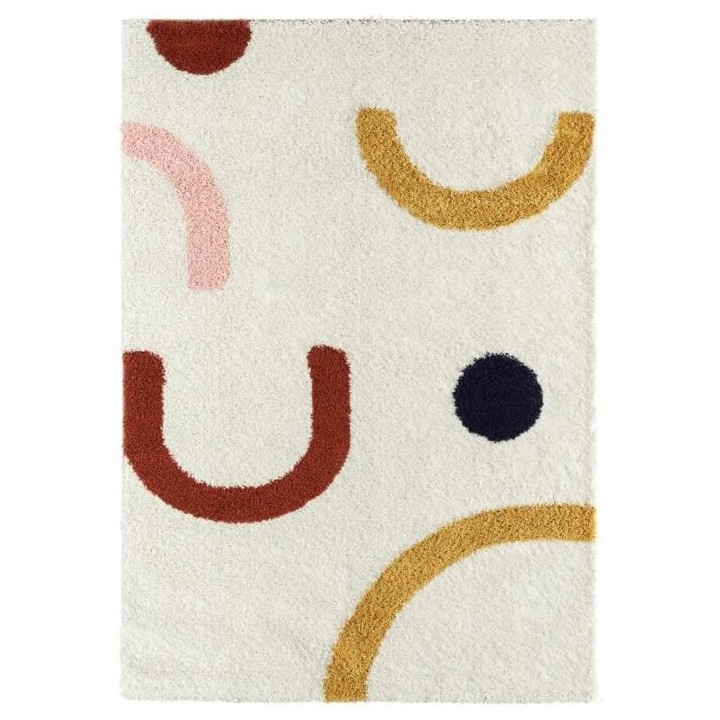 Tapis poils longs - Motif Géométrique - Multicolore - 100% polypropy