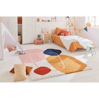 Tapis poils longs - Motif abstrait - Multicolore - 100% polypropylene