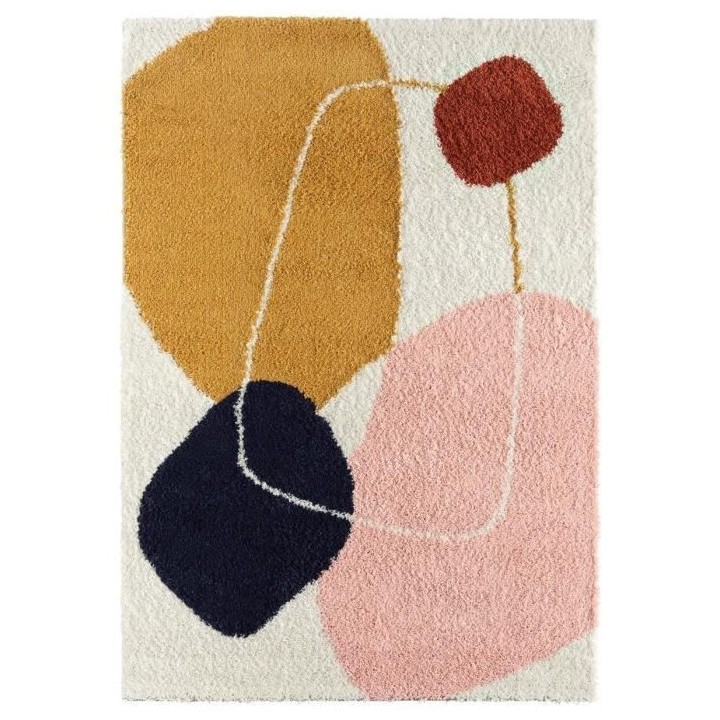 Tapis poils longs - Motif abstrait - Multicolore - 100% polypropylene