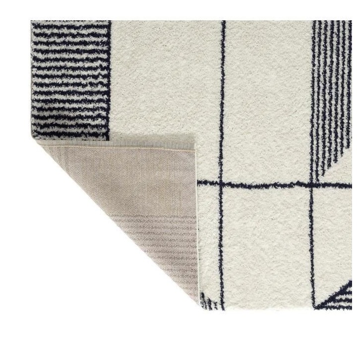 Tapis poils longs - Motif géométrique - Bleu - 100% polypropylene -