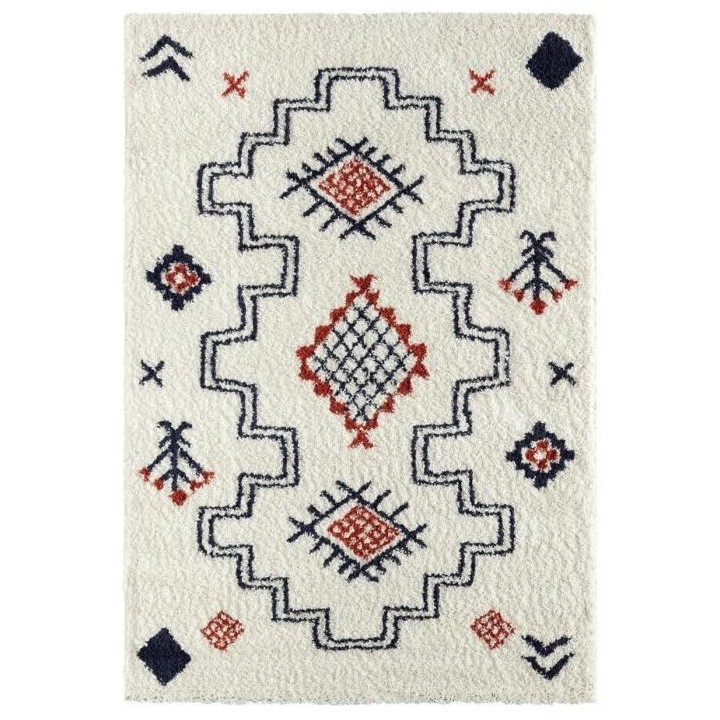 Tapis de chambre - Motif Azteque - Bleu marine et blanc - 100% polypro