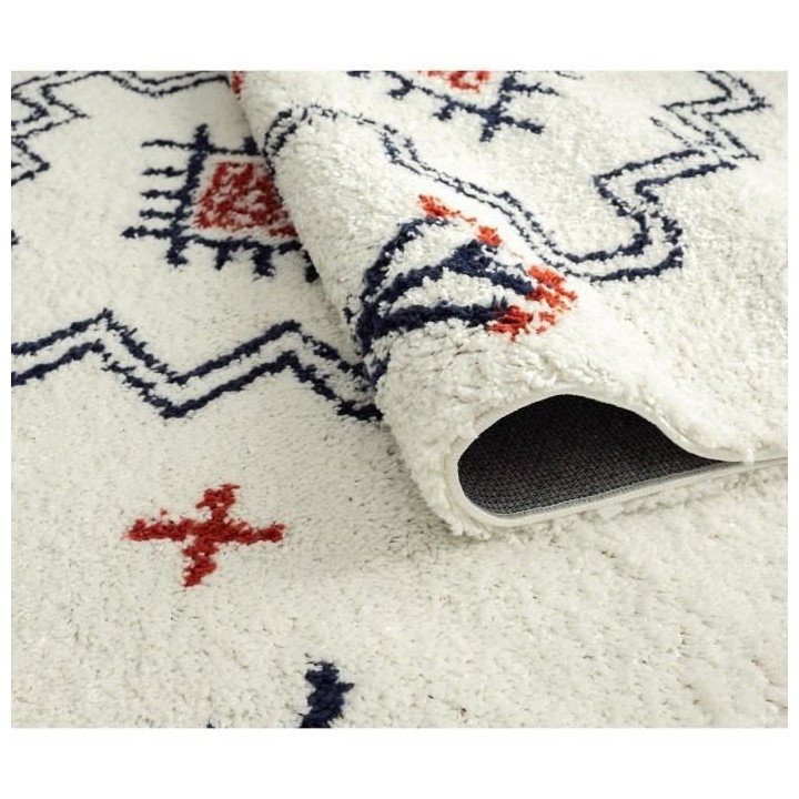 Tapis de chambre - Motif Azteque - Bleu marine et blanc - 100% polypro