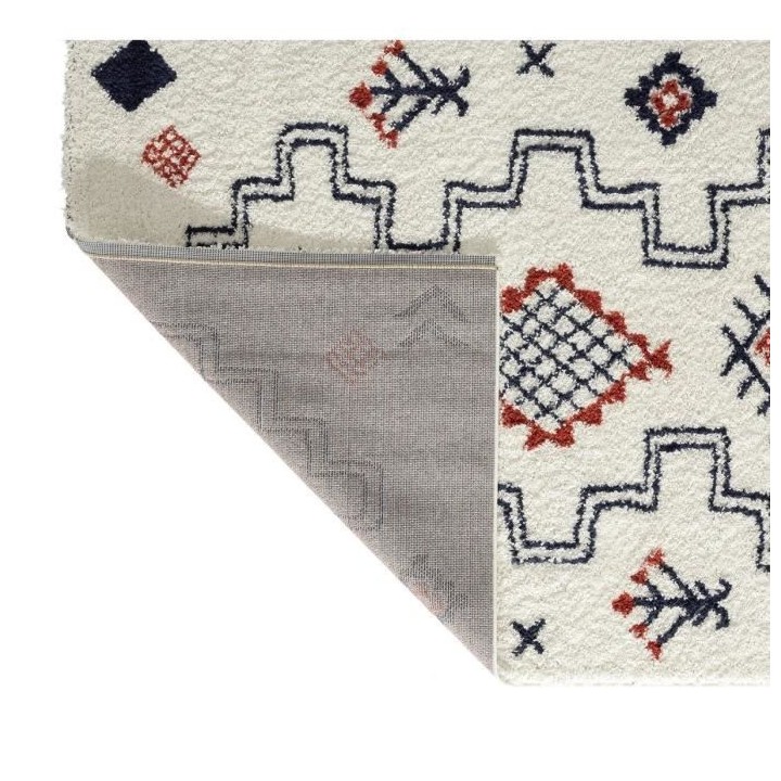 Tapis de chambre - Motif Azteque - Bleu marine et blanc - 100% polypro