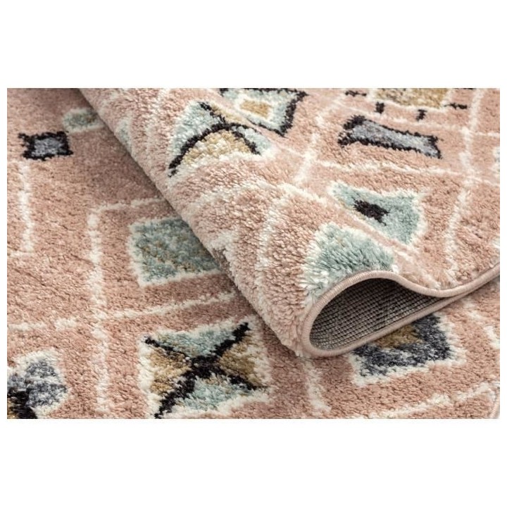 Tapis shaggy Delya - Rose - Motif ethnique - 100% polypropylene - 120