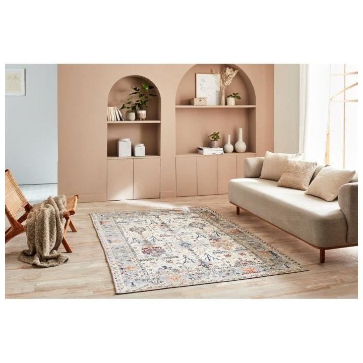 Tapis de salon Vintage - Motif fleuris - 100% polyester - 160 x 230 cm