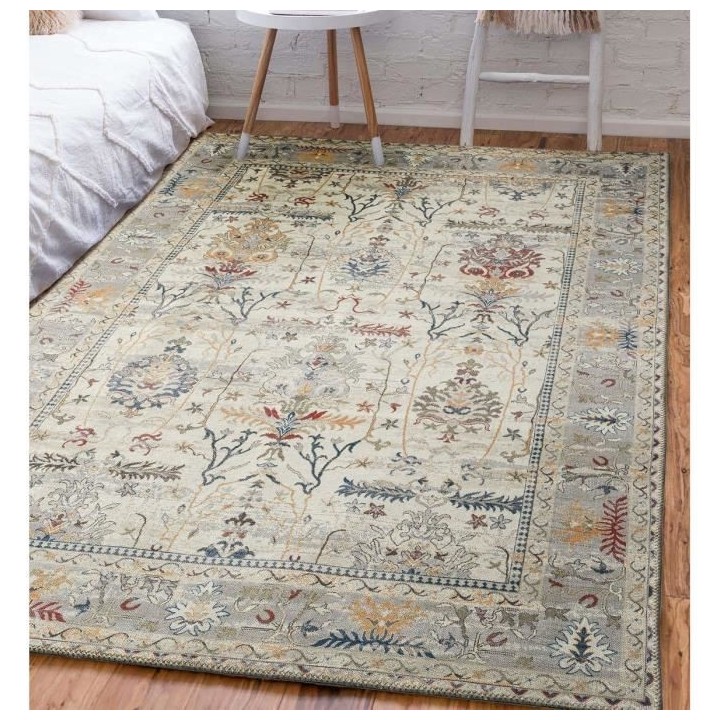 Tapis de salon Vintage - Motif fleuris - 100% polyester - 160 x 230 cm