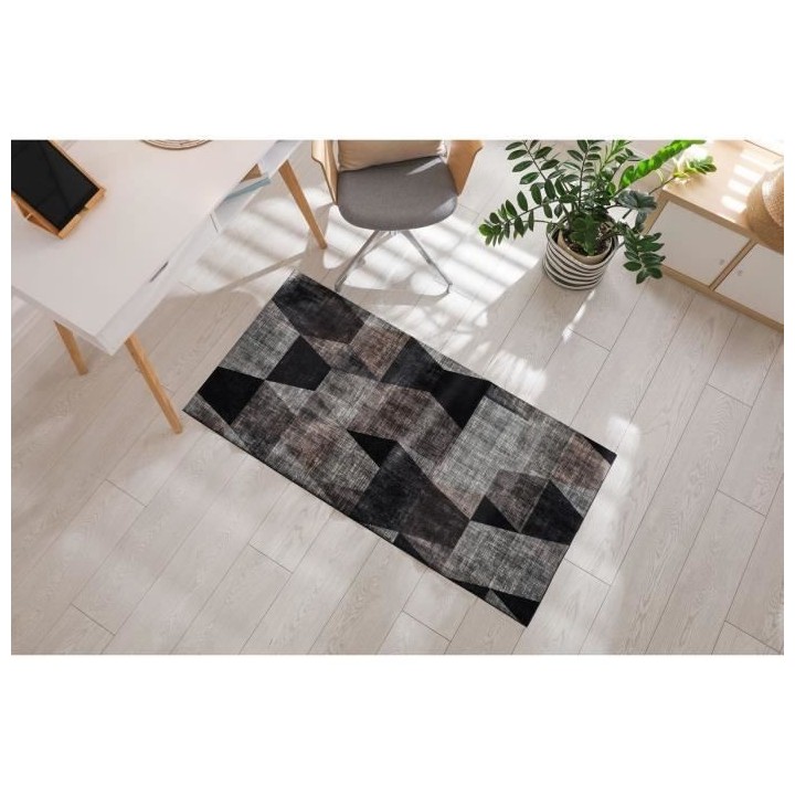 Tapis de Salon - Motif géométrique - Gris - 100% polyester - 120 x 1