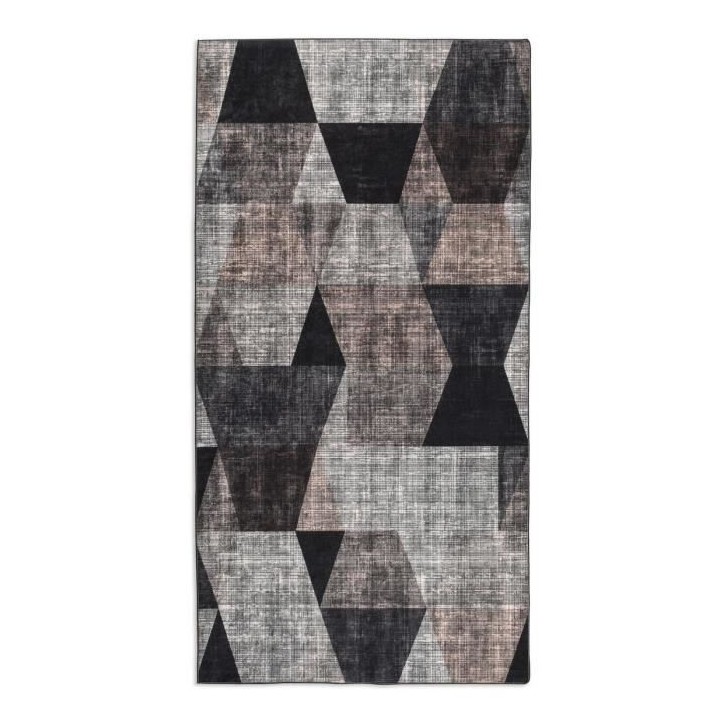 Tapis de Salon - Motif géométrique - Gris - 100% polyester - 120 x 1