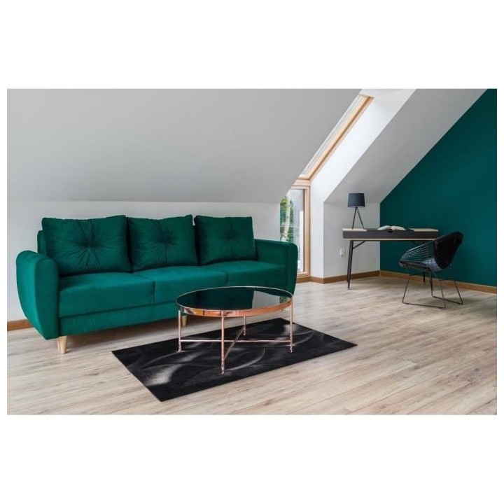 Tapis Moderne - Motif vagues - Noir - 100% polyester - 70 x 180 cm - I