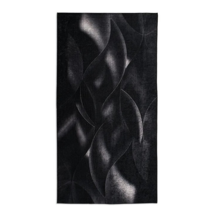 Tapis Moderne - Motif vagues - Noir - 100% polyester - 70 x 180 cm - I