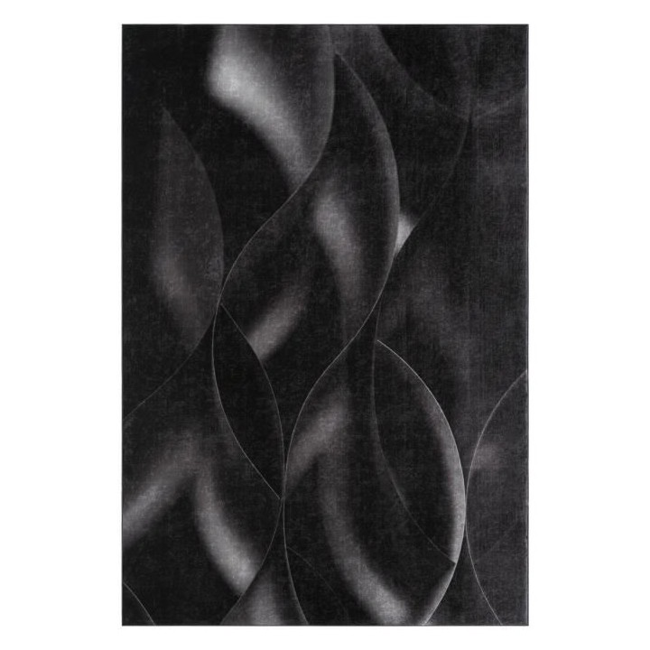 Tapis Moderne - Motif vagues - Noir - 100% polyester - 70 x 180 cm - I