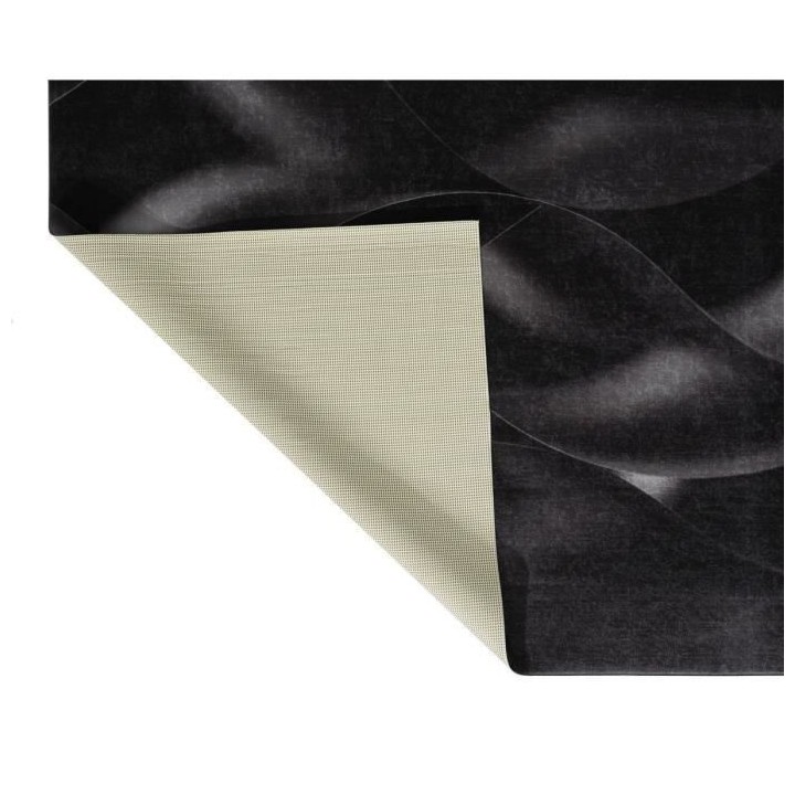 Tapis de salon moderne - Noir - 100% polyester - Motif vagues - 120 x