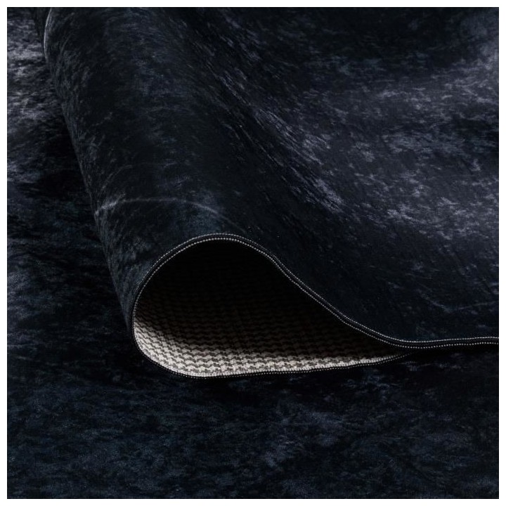 Tapis de salon moderne - Noir - 100% polyester - Motif vagues - 120 x