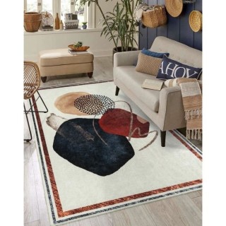 Tapis de salon antidérapant - Motif abstrait - 100% polyester - 120 x
