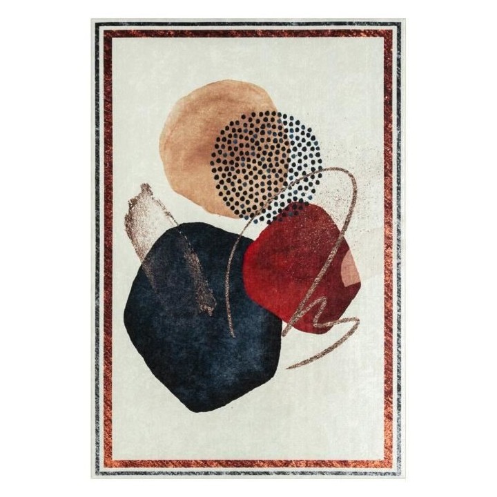 Tapis de salon antidérapant - Motif abstrait - 100% polyester - 120 x