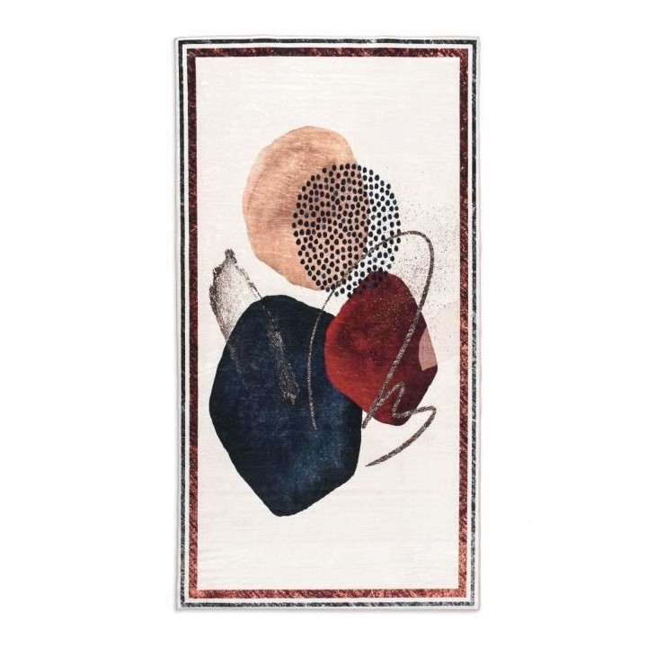 Tapis de salon antidérapant - Motif abstrait - 100% polyester - 120 x