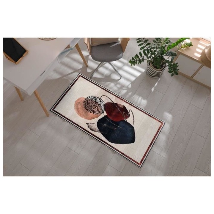 Tapis de salon antidérapant - Motif abstrait - 100% polyester - 120 x