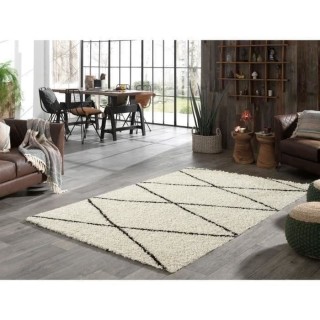 Tapis de salon Shaggy berbere - AYA 471 creme - En Polypropylene - 120
