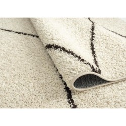 Tapis de salon Shaggy berbere - AYA 471 creme - En Polypropylene - 120x160cm