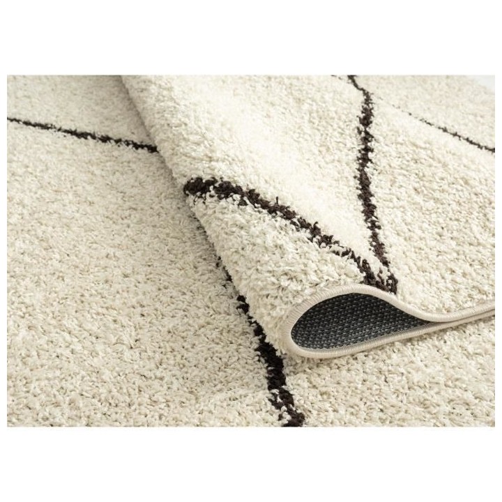 Tapis de salon Shaggy berbere - AYA 471 creme - En Polypropylene - 120