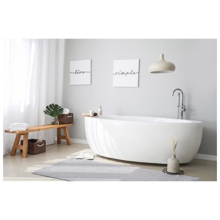 Tapis Shaggy ARYA Uni Doux - Gris - 100% Polyester - 60 x 115 cm - Int