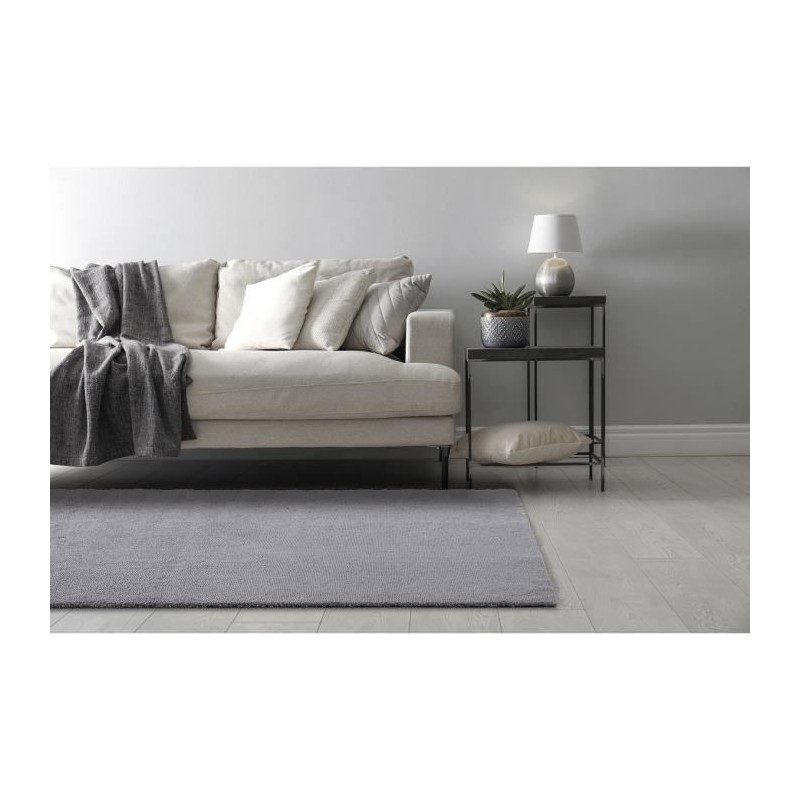 Tapis Shaggy ARYA Uni Doux - Gris - 100% Polyester - 80 x 150 cm - Intérieur - NAZAR