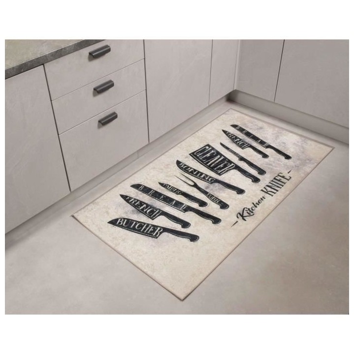 Tapis Moderne - STAMPA 8479 Ustensiles - Blanc - 100% polyester - 80x1