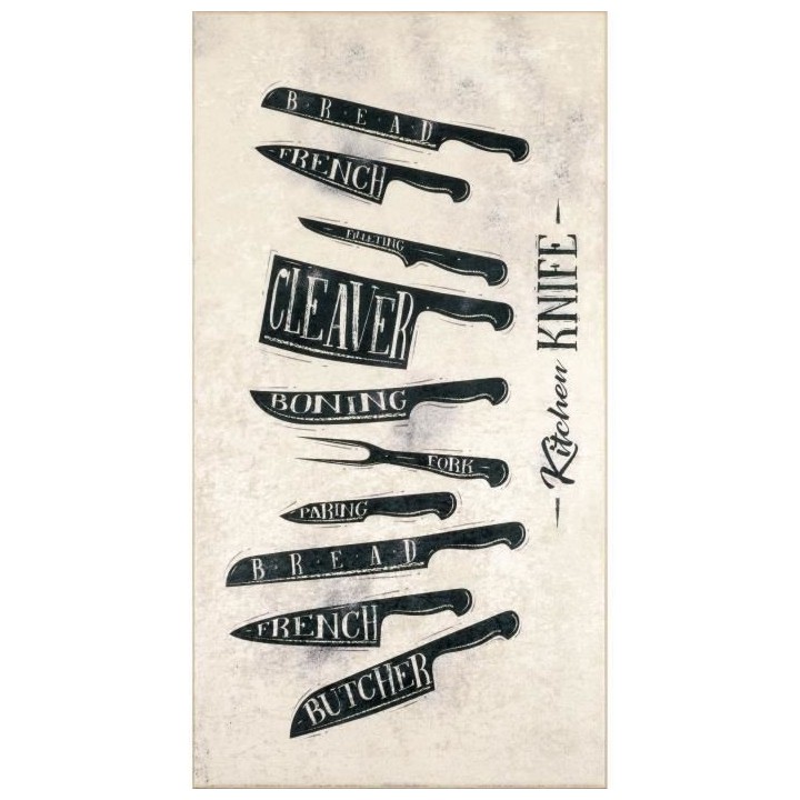 Tapis Moderne - STAMPA 8479 Ustensiles - Blanc - 100% polyester - 80x1