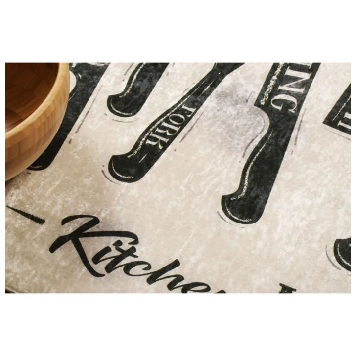 Tapis Moderne - STAMPA 8479 Ustensiles - Blanc - 100% polyester - 80x1