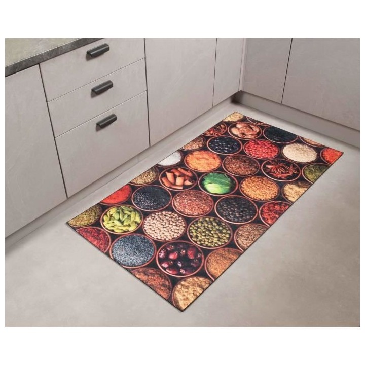 Tapis Moderne - STAMPA 8465 multi Epices - Noir - 100% polyester - 80x