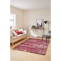 Tapis shaggy doux Oslo 584 - Rouge - 100% polyester - 80 x 150 cm - Intérieur - NAZAR