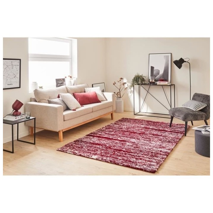 Tapis shaggy doux Oslo 584 - Rouge - 100% polyester - 120 x 160 cm - I