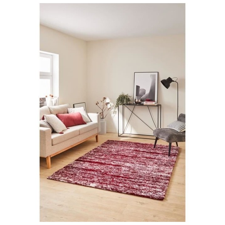 Tapis shaggy doux Oslo 584 - Rouge - 100% polyester - 120 x 160 cm - I
