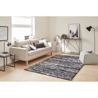 Tapis shaggy doux Oslo 584 - Noir - 100% polyester - 80 x 150 cm - Int