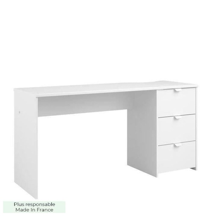 Bureau droit en panneaux de particules - Décor blanc - Style classiqu