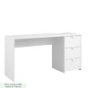 Bureau droit en panneaux de particules - Décor blanc - Style classique - L 150 x P 49 x 75 cm - 3 tiroirs - ESSENTIELLE